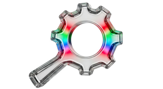 Transparent Gear with Colorful LED Lights and Handle. - Powered by Adobe