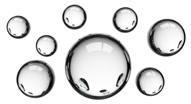Water Droplets on White Background.