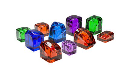 Vibrant Collection of Colorful Gemstone-Like Objects.