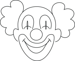 A clown face showing happiness line art vector.