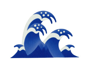 Naklejka premium Blue wave illustration ocean water sea wave stylized abstract dynamic energetic white crest aquatic marine isolated transparent background digital art modern decorative peaceful nature splash