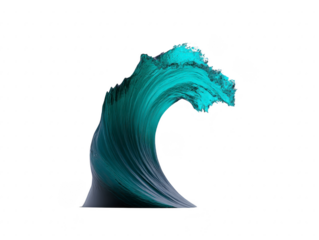 Blue ocean wave with dynamic splash, isolated on transparent background, showcasing fluid motion and energy, perfect for creative design, nature themes, and aquatic concepts