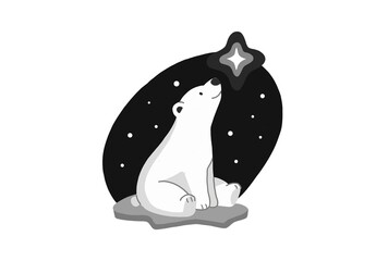 polar bear in the black background

