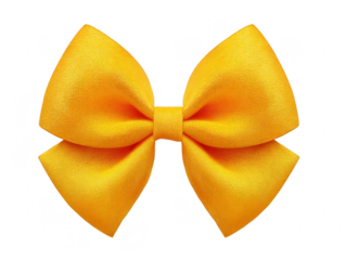 Yellow bow satin ribbon decorative accessory isolated on transparency background elegant festive cheerful fashion gift wrap celebration