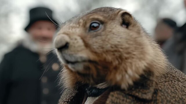 Groundhog makes prediction during annual event in a small town at the start of spring season