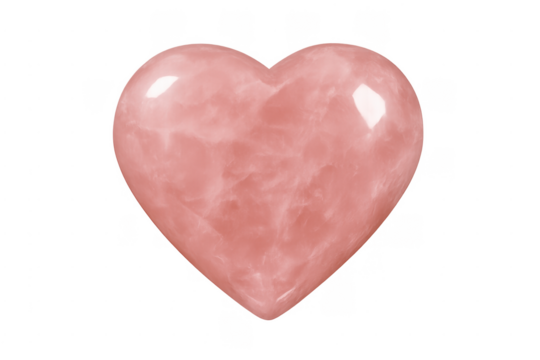 Rose quartz heart symbolizing love and romance on transparent background