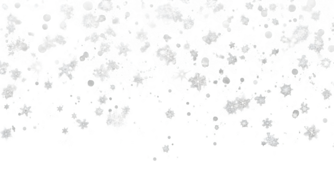 Falling snow overlay with diverse white snowflakes and specks, creating a dynamic winter atmosphere, perfect for seasonal designs.