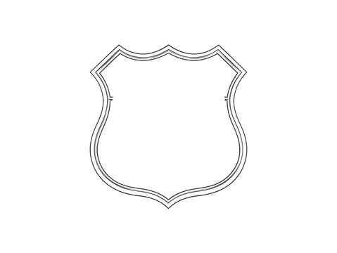 US highway route shield blank template vector icon, black and white sign
