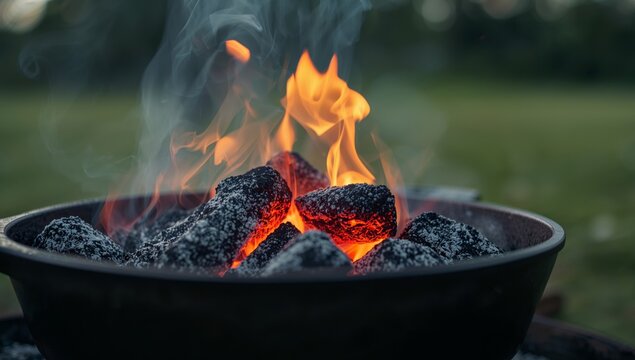 Burning Embers, Fiery Glow. Abstract Forms of Combustion and Heat Radiation.