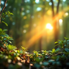 A natural template framework themed around the environment and forest, depicted with bright, vibrant colors, conveying a lively and energetic mood, with adorable, charming feature,Generative AI