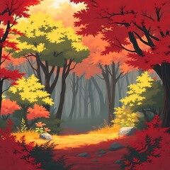A natural template framework themed around the environment and forest, depicted with bright, vibrant colors, conveying a lively and energetic mood, with adorable, charming feature,Generative AI