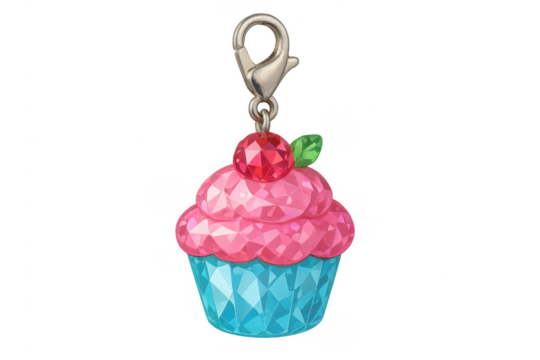 Cupcake charm crystal jewelry with transparent background