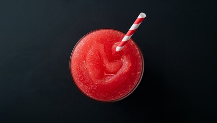 Crimson Coolness. A Refreshing Treat on a Dark Backdrop, Simple Joy in Visual Harmony.