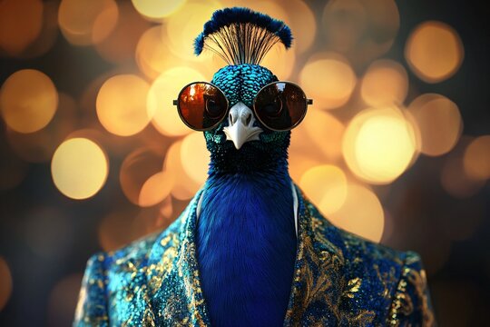 Peacock displaying colorful feathers in nature