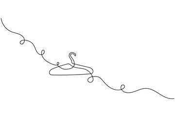 Clothes hangers continuous one line drawing minimalist outline art on white background