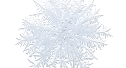 An intricate snowflake crystal, showcasing the delicate beauty of winters frozen artistry, with its unique and symmetrical design, isolated on transparent background