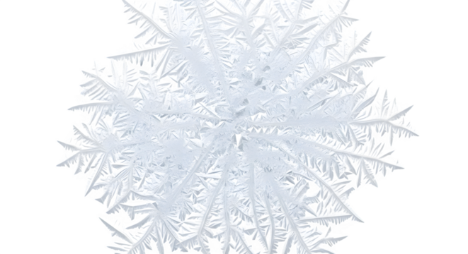An intricate snowflake crystal, showcasing the delicate beauty of winters frozen artistry, with its unique and symmetrical design, isolated on transparent background