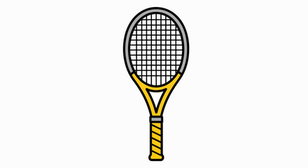 Sporty Yellow Tennis Racket Illustration for Game & Activity Concepts