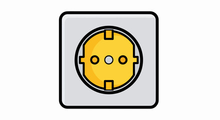 Bright Schuko Electrical Power Outlet Illustration - European Standard Wall Socket Icon