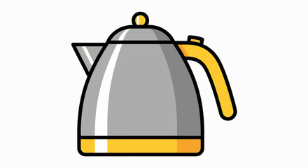 Modern Grey and Yellow Electric Kettle Illustration