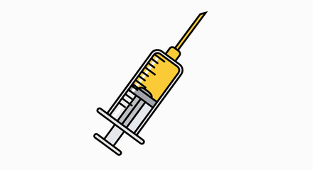 Vibrant Yellow Liquid Syringe Illustration for Medical Treatment & Vaccination