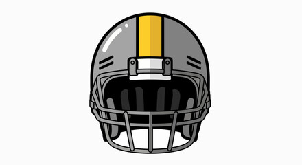 Gridiron Guardian: Flat Illustration of a Grey and Yellow American Football Helmet