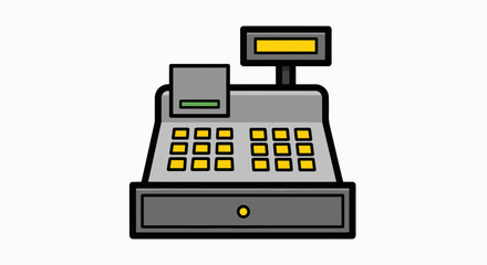 Stylized Cash Register Illustration for Retail Transactions