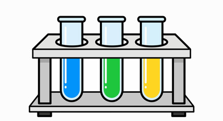 Vibrant Solutions: Chemistry Test Tubes in Lab Rack Illustration