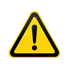 Yellow exclamation mark warning sign triangle isolated on transparent background