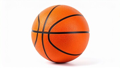 Standard orange basketball with black panel lines and pebbled texture, isolated on plain white background.
