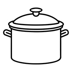 Simple line art drawing of a cooking pot with lid