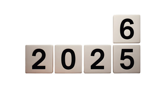 New year 2025 transitioning to 2026 with number blocks