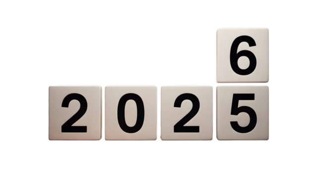 New year 2025 transitioning to 2026 with number blocks