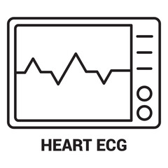 Heart Monitor Icon Illustration Medical ECG Heartbeat Pulse Line Art Health Vital Signs Hospital Equipment Clinical Data
