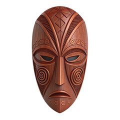 Detailed Wooden Tribal Mask with Intricate Carvings
