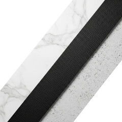 Abstract diagonal bands of black white and textured gray isolated on transparent background