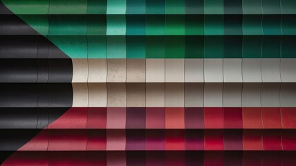 Modern abstract Kuwait flag design with geometric rectangular pattern digital art background for patriotic and cultural themes