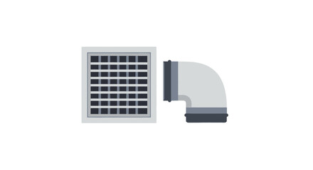 Ventilation System Square Grille and Elbow Duct Gray and Black.