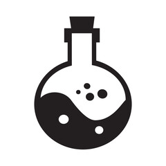 Chemistry Beaker Potions Black And White Illustration Alchemist Brew Mystery Liquid Experiment Science Lab Icon Black