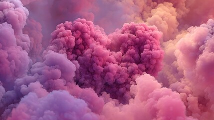 Fototapeta premium Pink and Purple Smoke Heart Floating in a Dreamy Haze shape Photo