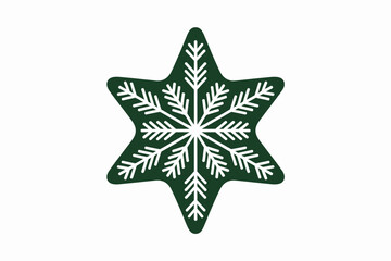 Obraz premium Elegant green snowflake ornament on a clean white background