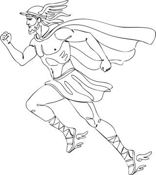 Illustration of Hermes, Greek God of Messenger
