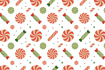 Festive seamless pattern of colorful candies, perfect for holiday decorations and sweet treats