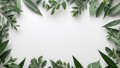 Verdant Arrangement. A Composition of Green Foliage and White Space, for Calm and Clarity.