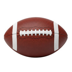 Classic american football ball with white laces isolated on transparent background