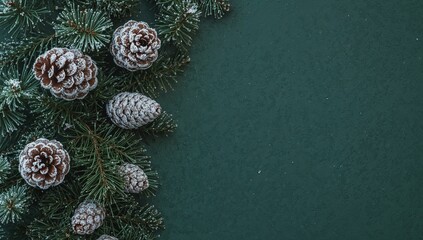 Verdant Surface Adorned with Frosted Cones and Needles, a Study in Texture and Form.