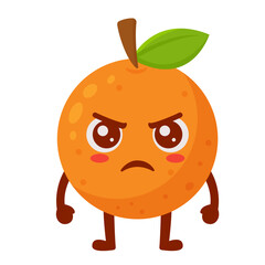 Angry Orange Cartoon Character Standing Flat Illustration