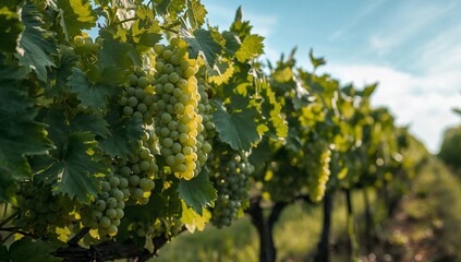 Vine Delights. A Symphony of Greens and Golds Under the Sky Abstract Nature Scene.