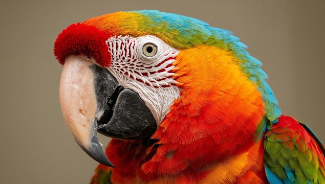 Vibrant Plumage. A Portrait of Textural Delight and Vivid Colors in Abstract Avian Form.