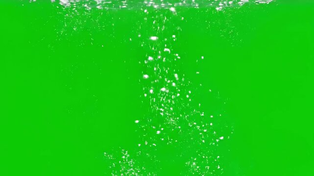 Large & Isolated with rising white water bubbles green screen background distortion, overlay, glitch, static noise, scan lines on black background, 4k animated video loop
